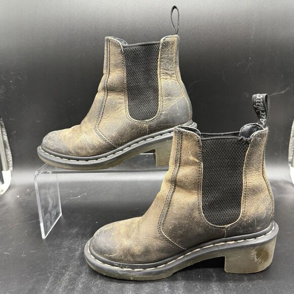 Dr. Doc Martens Women’s Size 5 Cadence Chelsea Boots Brown Leather Distressed - Picture 2 of 9